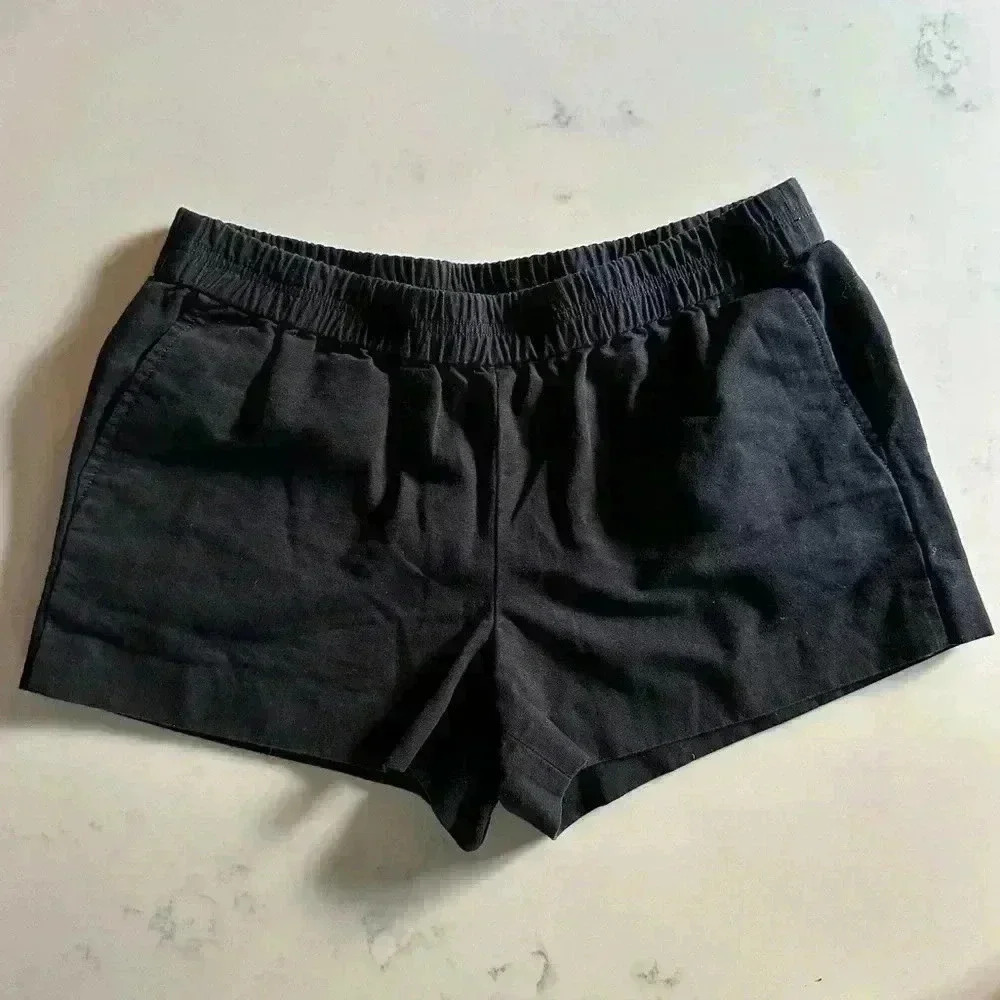 J.Crew Black Cotton Foille Pull On Shorts Size M- A5